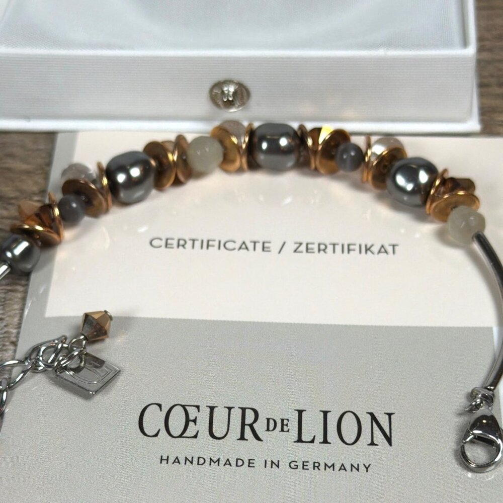 Coeur De Lion Rose Gold Hematite Crystal Bracelet Handmade Germany COA Gift Box - Picture 2 of 16